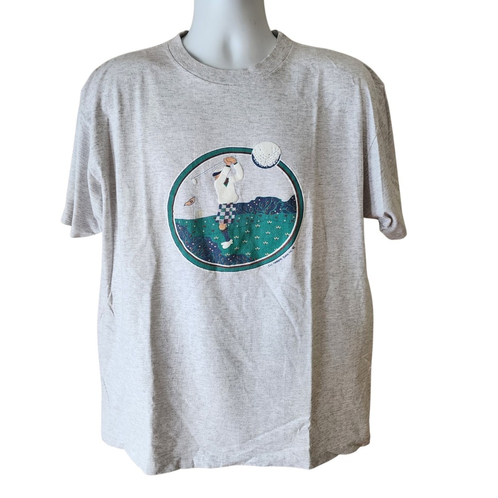 Vintage 1992 Golf Graphic T-Shirt Men's XL USA C+L Designs Zuma Life 92 Golfer
